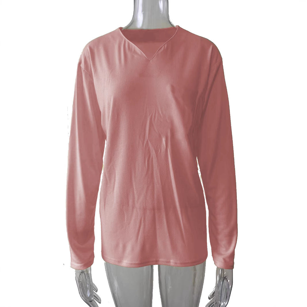 Women nan legeres Long-sleeve shirt with V-notch neckline, chest pocket, and relaxed oversized fit Mune Fashion