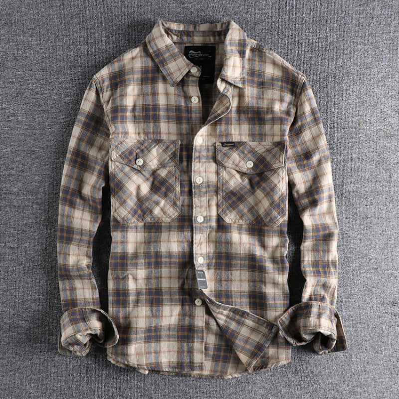 Men's Check Flannel Shirt with Chest Pockets and Casual Relaxed Fit Mune Fashion