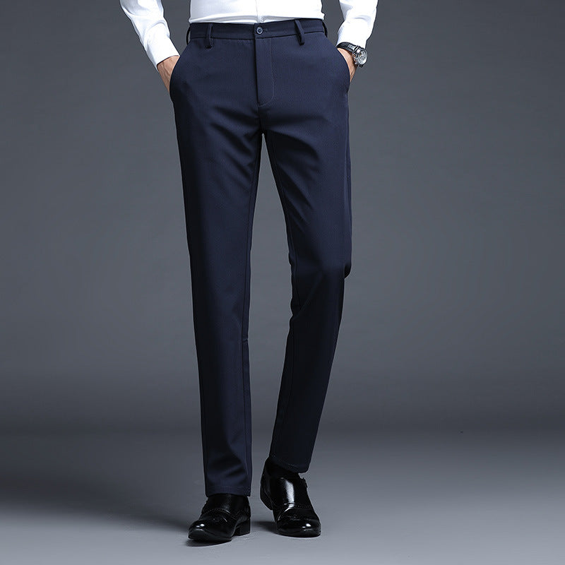 Men's Formal Slim-Fit Suit Trousers with Stretch Waistband and Crease Mune Fashion