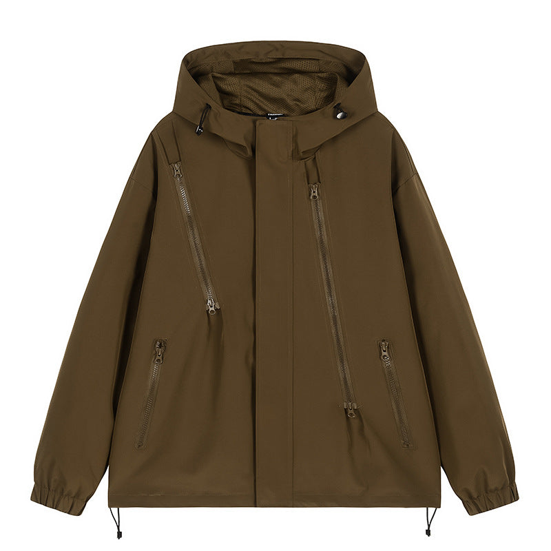 Men's nan technical hooded jacket with water-repellent softshell, angled zip pockets, and adjustable hem Mune Fashion