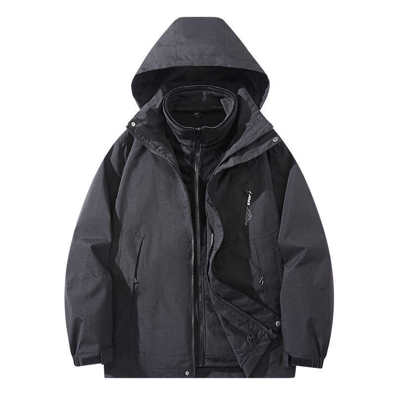 Men's water-repellent two-layer trekking jacket with removable fleece inner jacket and hood Mune Fashion