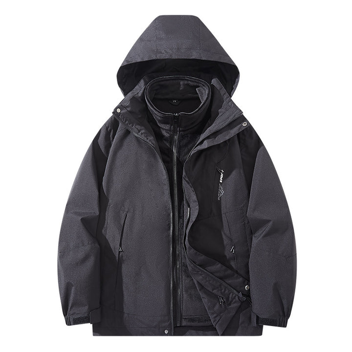 Men's water-repellent two-layer trekking jacket with removable fleece inner jacket and hood Mune Fashion