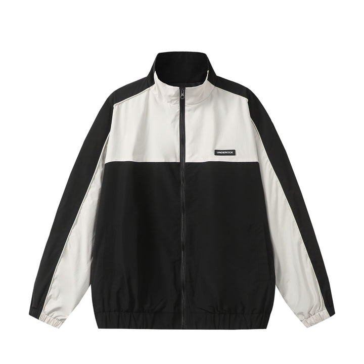Unisex Sportive Colorblock Track Jacket with Stand-up Collar and Full Zipper Mune Fashion