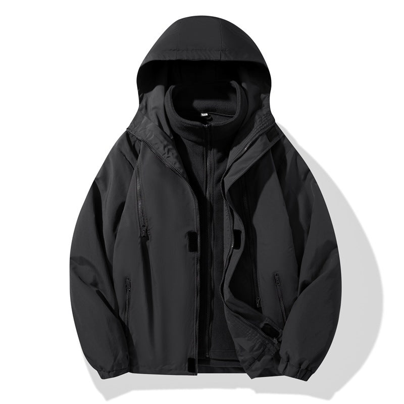 Men's Two-Piece Hybrid Hooded Jacket with Integrated Fleece Lining and Concealed Zippers Mune Fashion