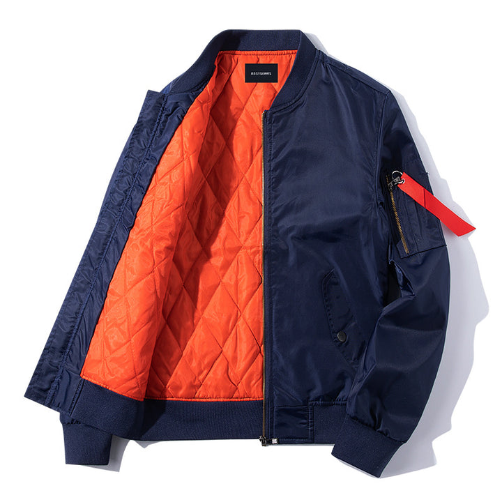 Men's  water-resistant ripstop flight bomber jacket with quilted lining and sleeve zipper utility pocket Mune Fashion