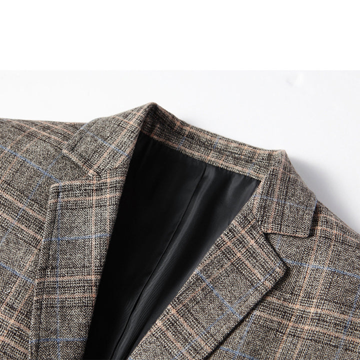 Men's Modern Checkered Pattern Blazer in Heritage Look with Notched Lapel Mune Fashion