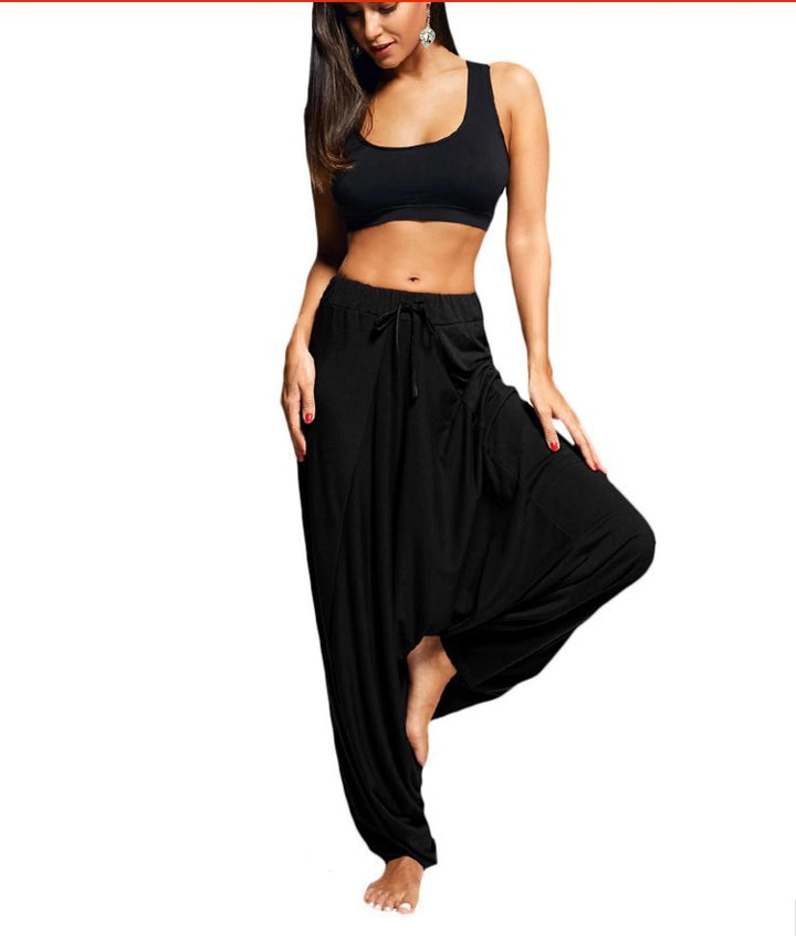 Women wide harem pants made of viscose jersey with elastic waistband and drawstring Mune Fashion