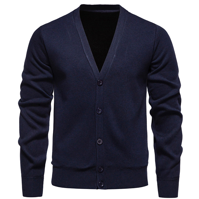 Men's lightweight fine knit cardigan with V-neck, concealed button placket and elastic ribbed cuffs Mune Fashion