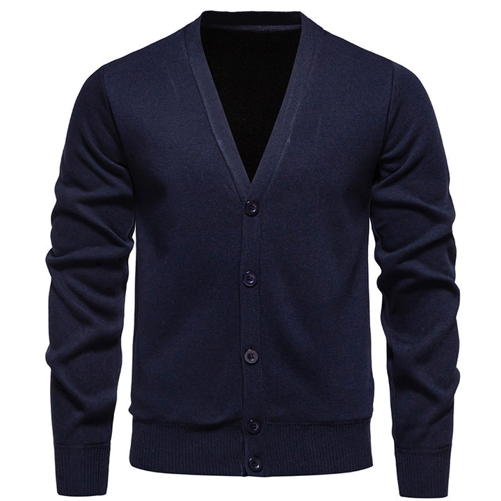 Men's lightweight fine knit cardigan with V-neck, concealed button placket and elastic ribbed cuffs Mune Fashion