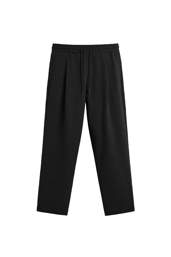 Men's Relaxed-Fit Pleated Trousers with Drawstring and Elastic Waist Mune Fashion