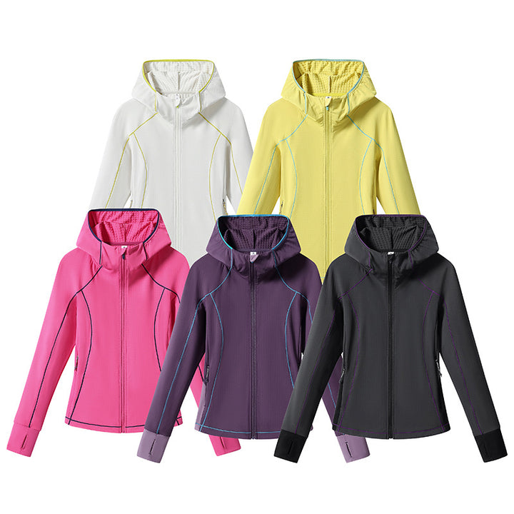 Women's Lightweight Softshell Hooded Jacket with Ergonomic Contrast Seams and Thumb Hole Mune Fashion