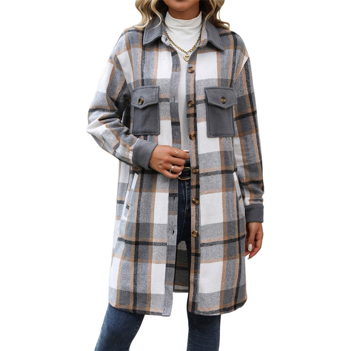 Women Checkered Shirt Dress with Pockets Mune Fashion