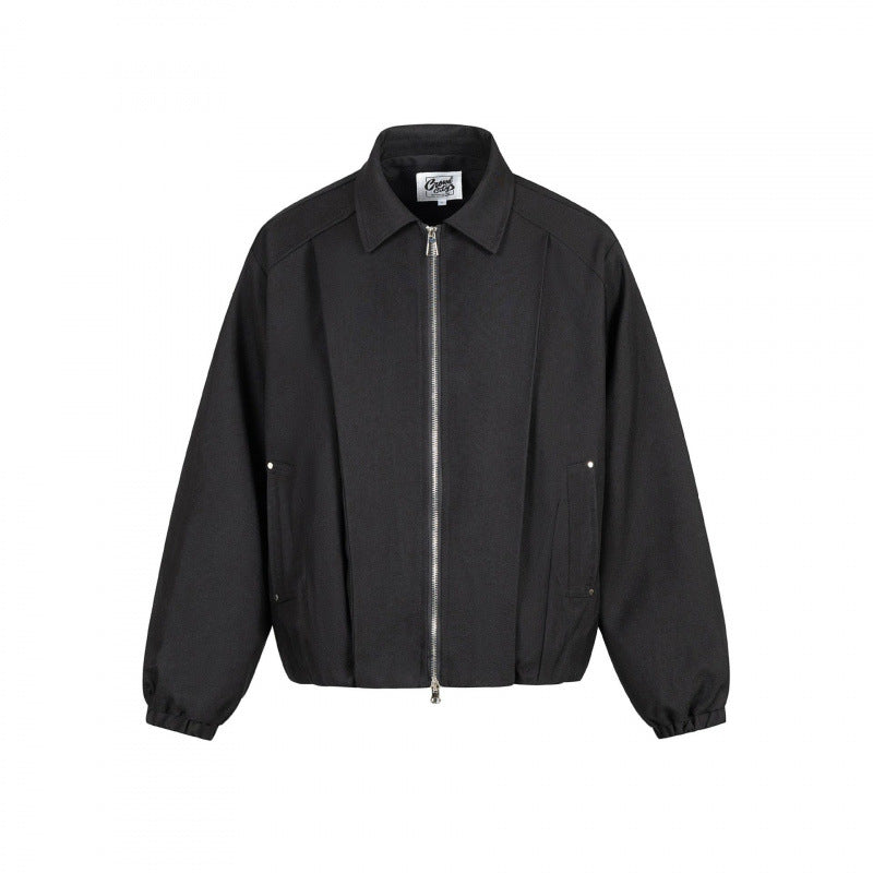 Unisex Boxy transitional blouse with shirt collar, two-way metal zipper and elastic cuffs Mune Fashion