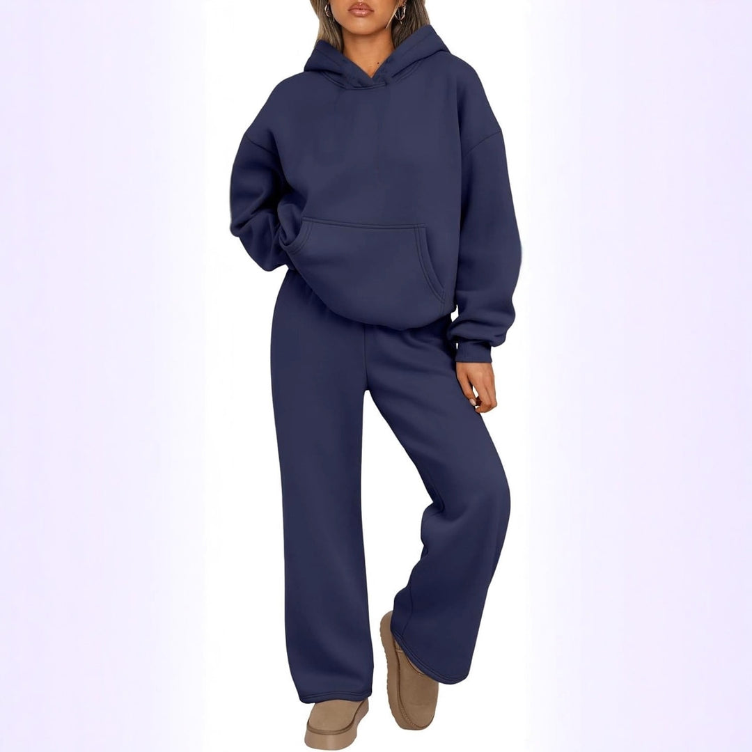 Women's Cozy Loungewear Set with oversized hoodie, kangaroo pocket and wide palazzo jogging pants Mune Fashion