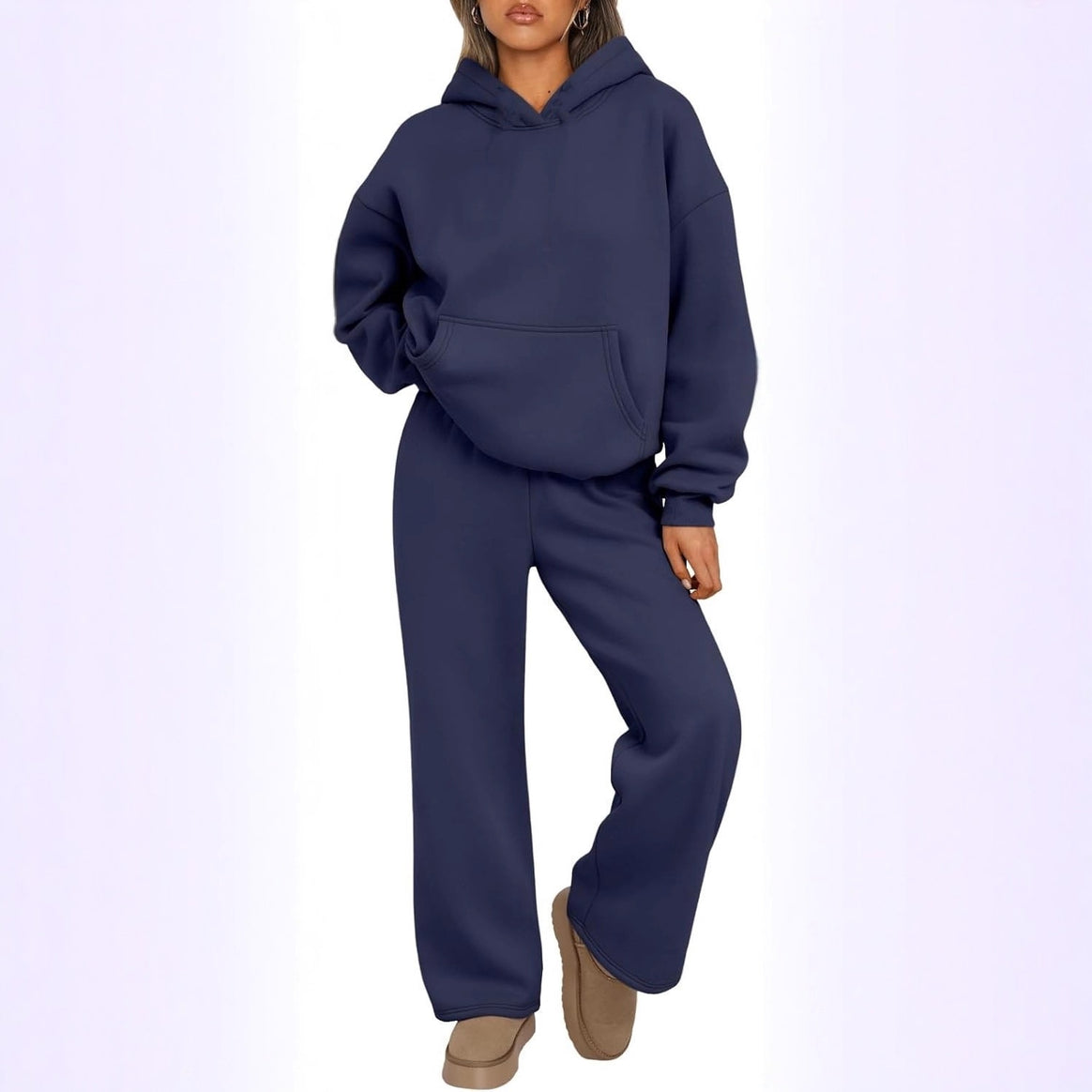 Women's Cozy Loungewear Set with oversized hoodie, kangaroo pocket and wide palazzo jogging pants Mune Fashion