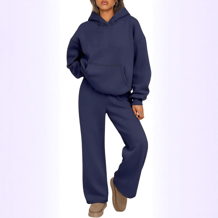 Women's Cozy Loungewear Set with oversized hoodie, kangaroo pocket and wide palazzo jogging pants Mune Fashion