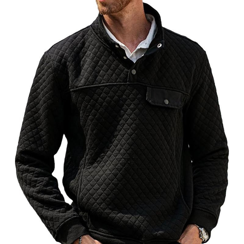 Men's quilted sweatshirt with stand-up collar, half zip and chest pocket Mune Fashion
