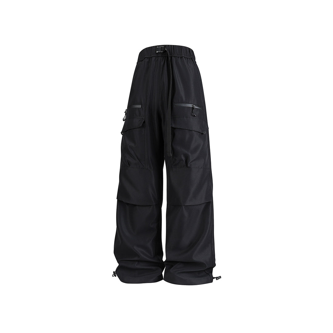 Men's Wide Utility Cargo Pants with Reinforced Knee Patches, Zipper and Flap Pockets Drune