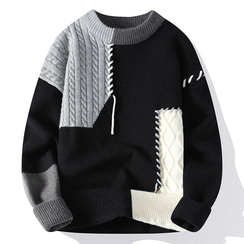 Unisex oversized knit sweater with cable pattern and decorative stitching Mune Fashion