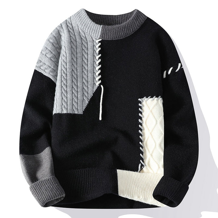 Unisex oversized knit sweater with cable pattern and decorative stitching Mune Fashion