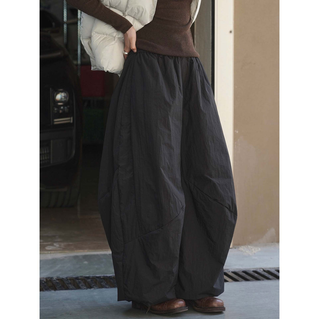 Women Wide Flared Maxi Skirt with Elastic Waistband and Side Pockets Mune Fashion