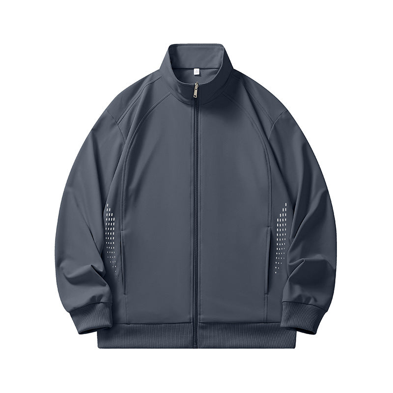 Men's lightweight windproof zip training jacket with stand-up collar, raglan sleeves and side reflective points Mune Fashion