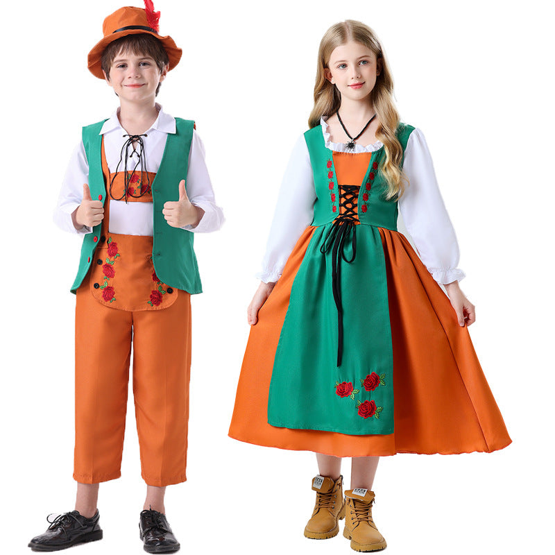 Ladies nan folkloric children's dirndl with laced bodice and embroidered apron Mune Fashion