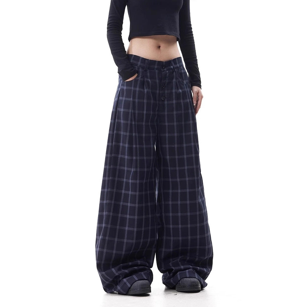 Women's Wide-Cut Carrot Pants with Check Pattern Mune Fashion