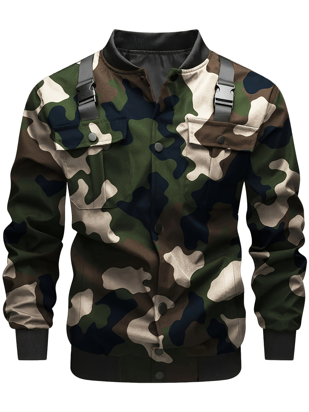 Men's utility bomber jacket with chest flap pockets, shoulder straps, and ribbed cuffs Mune Fashion