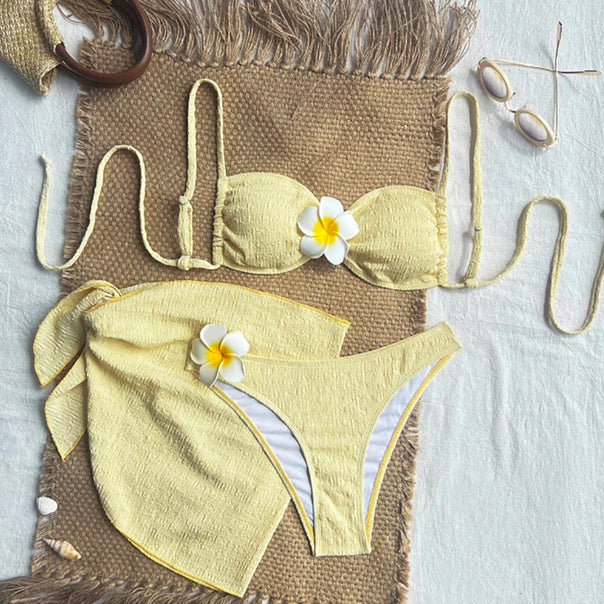 Women's bandeau bikini set with elegant wrap skirt Mune Fashion