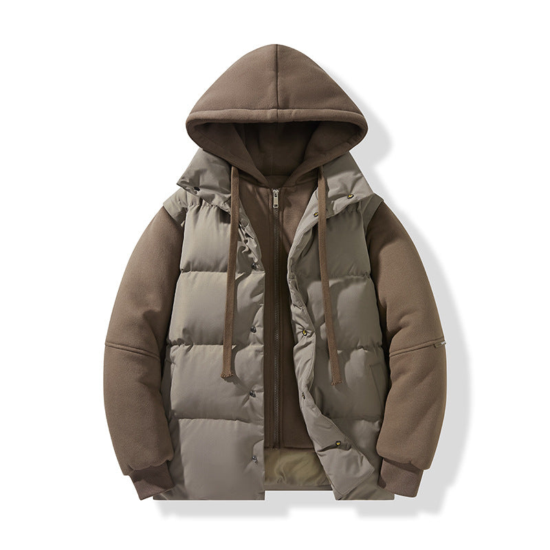 Men's hybrid quilted jacket with integrated hood fleece inner layer Mune Fashion