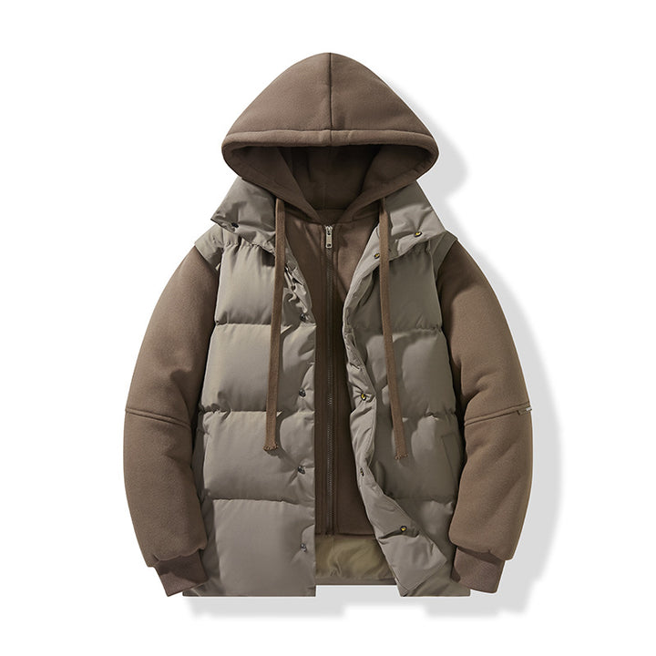 Men's hybrid quilted jacket with integrated hood fleece inner layer Mune Fashion