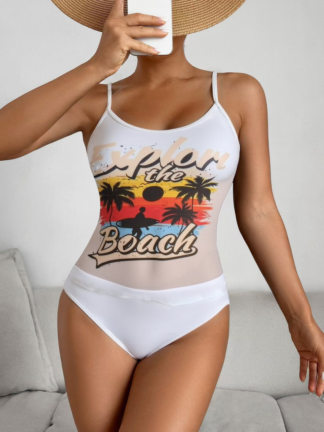 Women One-Piece Swimsuit with Trendy Graphic Design Mune Fashion