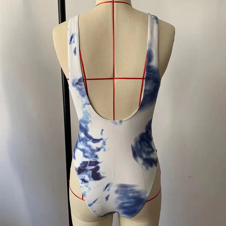 Women's high-cut swimsuit with trendy tie-dye design Mune Fashion