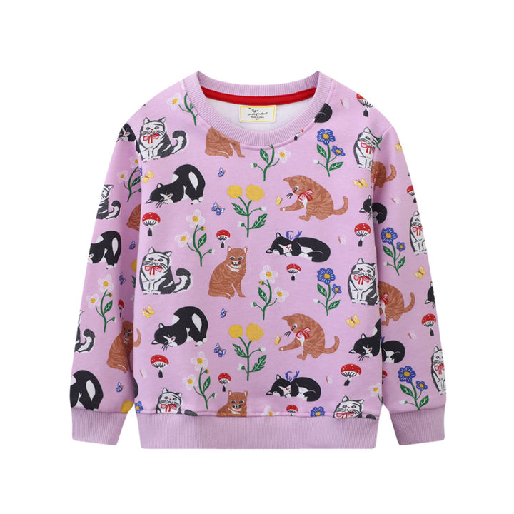 Girls sweatshirt with colorful animal and flower pattern Mune Fashion
