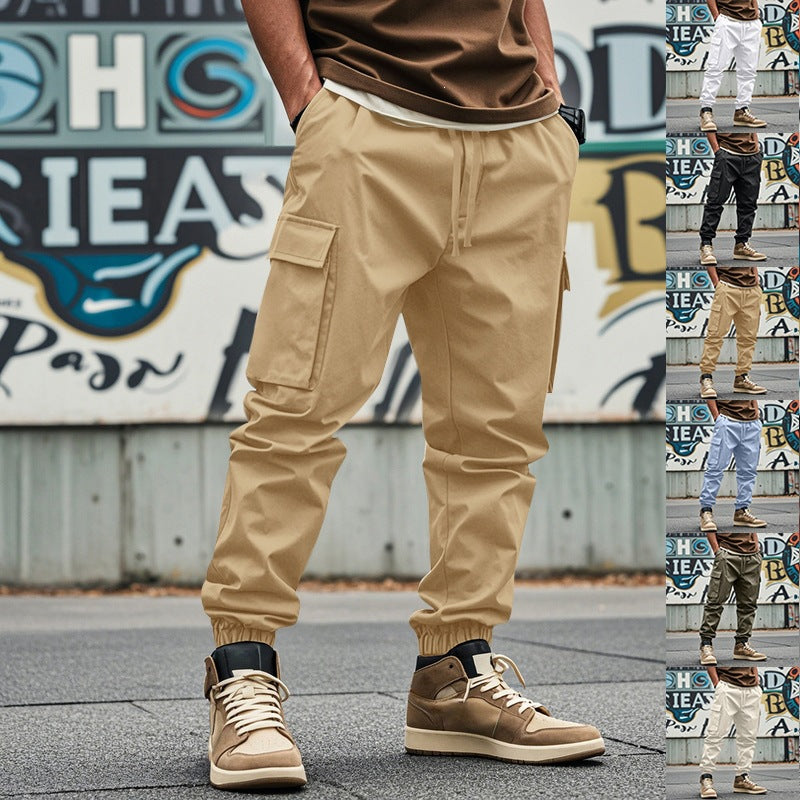 Men's Tapered Cargo Joggers with Drawstring, Patch Flap Pockets and Elastic Cuffs Mune Fashion