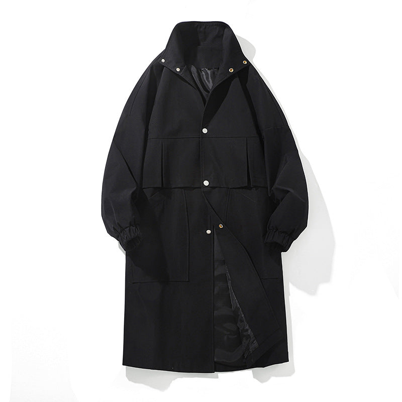 Men's Long Oversize Utility Coat with Two-Stage Front, Snap Button Closure, and Large Flap Pockets Mune Fashion
