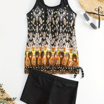 Ladies Tankini Set with colorful pattern and comfortable swim shorts Mune Fashion