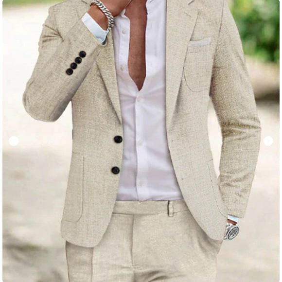 Men's summer seersucker suit with unlined jacket, slim fit, and pleated trousers Mune Fashion