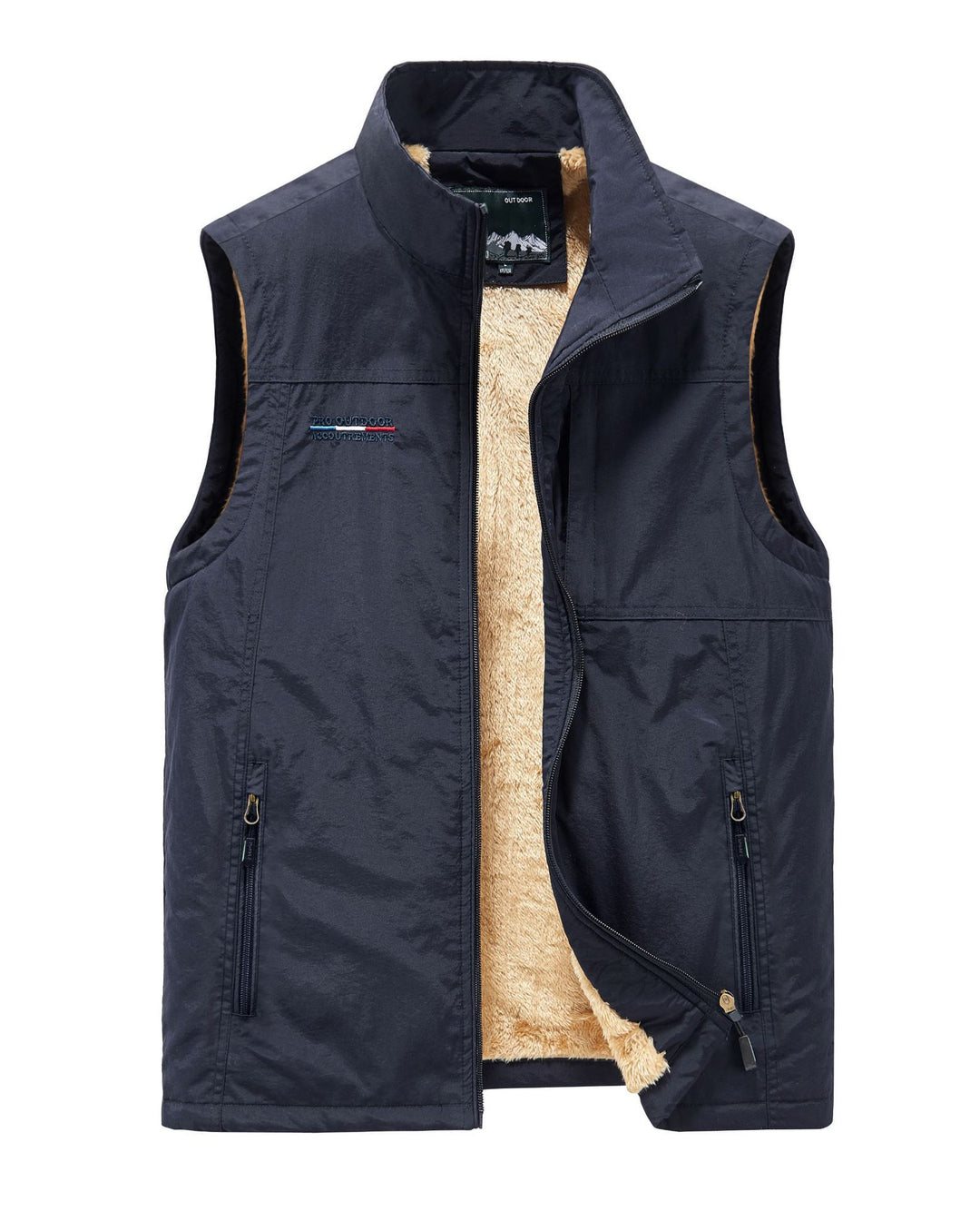 Men's warm outdoor vest with teddy lining and multiple zip pockets Mune Fashion