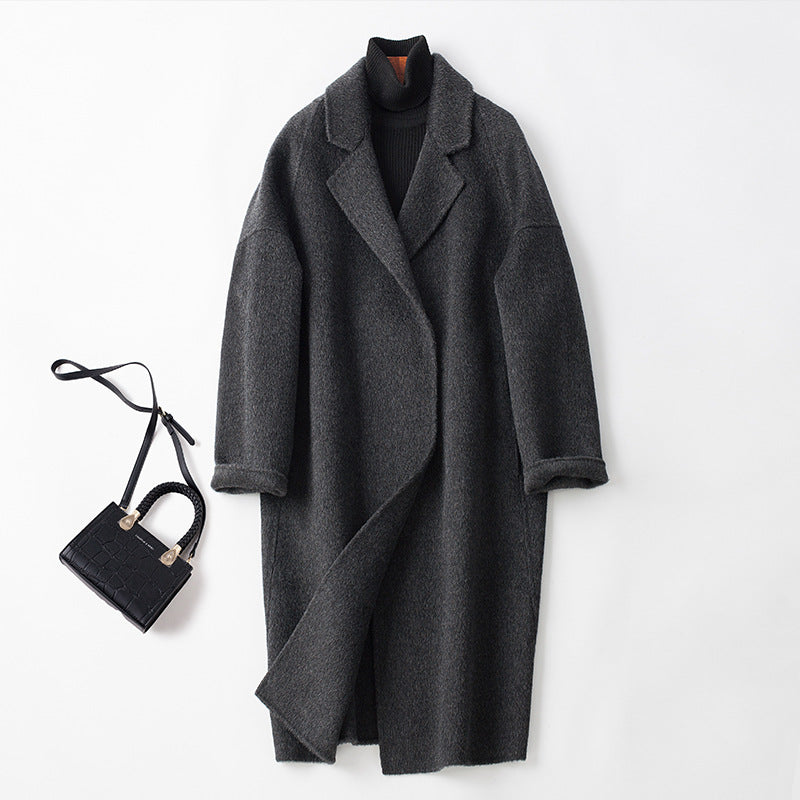 Women's Elegant Wool Coat with Removable Hood Mune Fashion