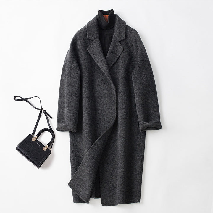 Women's Elegant Wool Coat with Removable Hood Mune Fashion