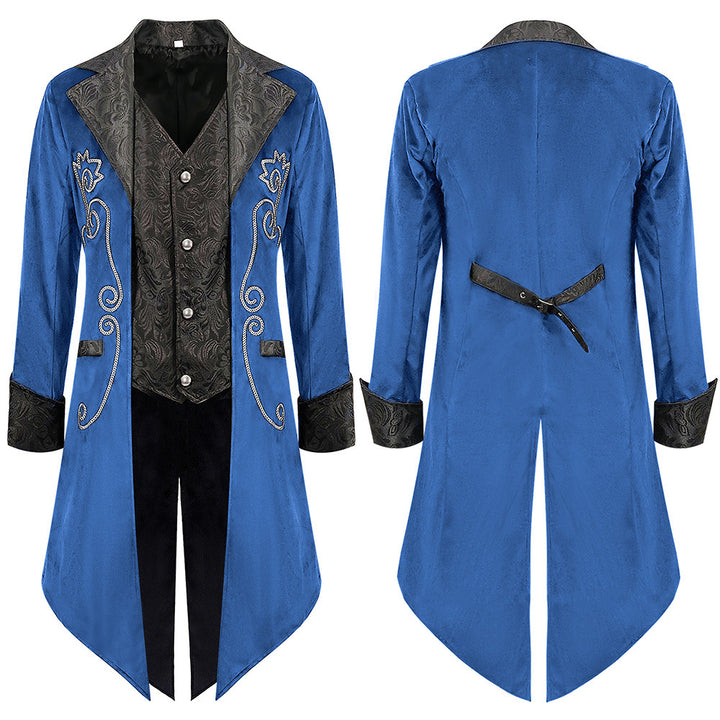 Men's embroidered tailcoat with swallowtail, embroidered lapel and ornamental cuff trim Mune Fashion
