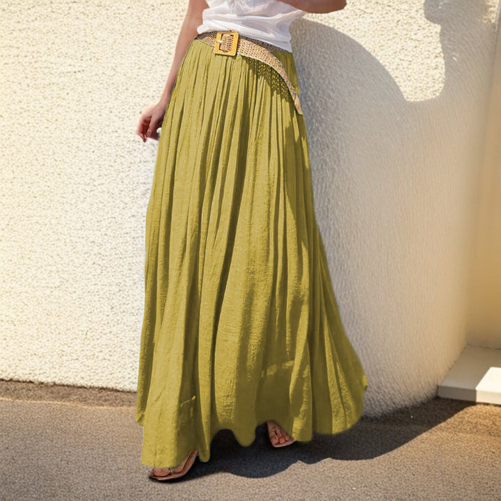 Ladies' airy pleated maxi skirt with elastic waistband and flowing summer fall Mune Fashion