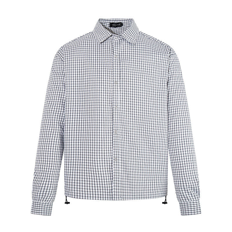 Men's checked shirt with full button placket, adjustable hem, and Kent collar Mune Fashion