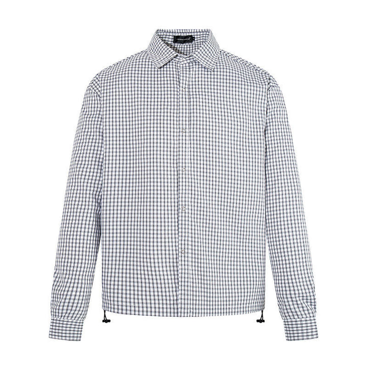 Men's checked shirt with full button placket, adjustable hem, and Kent collar Mune Fashion