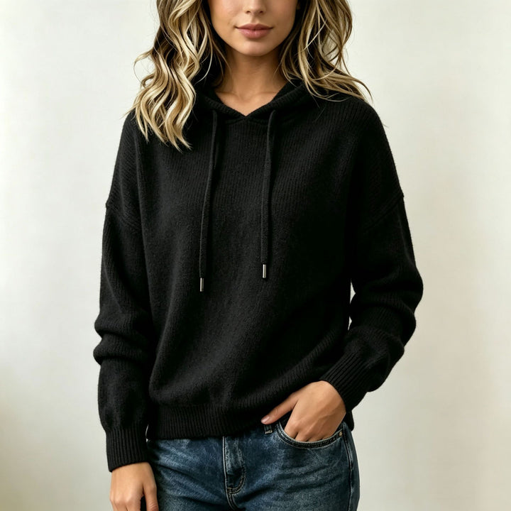 Ladies Oversize Knit Hoodie made of soft fine knit with drawstring Mune Fashion