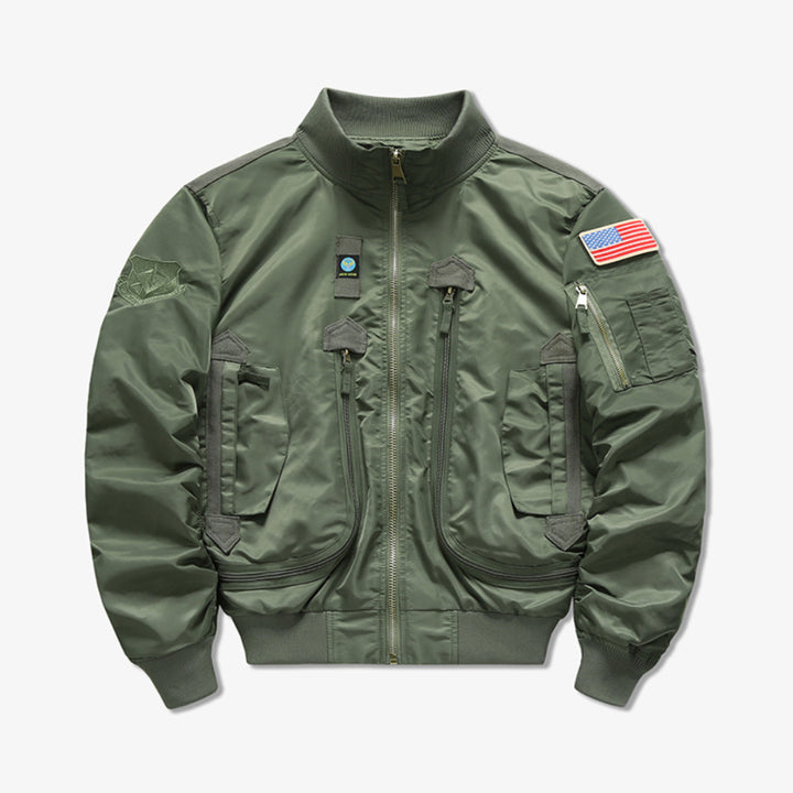 Men's military style flight bomber jacket with multifunctional pockets Mune Fashion