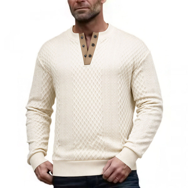Men's Elegant Structured Sweater with Button Placket Mune Fashion