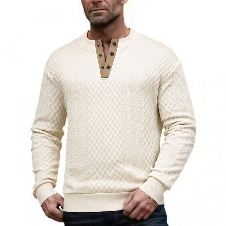 Men's Elegant Structured Sweater with Button Placket Mune Fashion